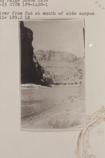 Upstream 2 1/2 miles (air line) below camp of Sep. 22.  Looking N. 150 degrees E.  Upriver from fan at mouth of side canyon at Mile 189.2, left bank