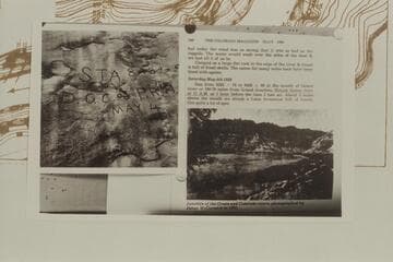 Retouched 1966 photo of the Kendrick inscription below the mouth of Green River with the Stiles publication of the Kendrick journal