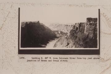 Down Cataract Canyon from below the Junction at about Mile 215 1/2.  Lookins S. 35 degrees W. down Colorado River from top just above junction of Green and Grand Rivers