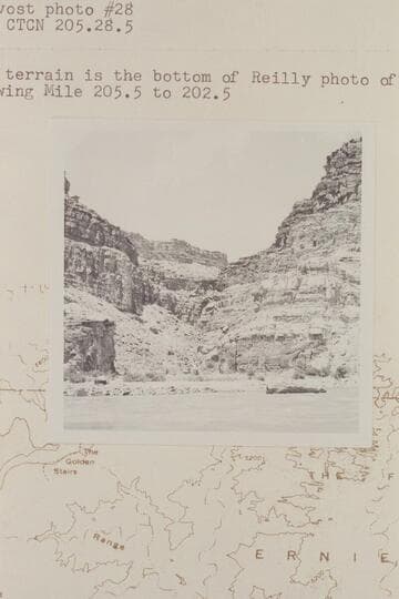 Outlet to Wide Valley at Mile 205.3.  The terrain is the bottom of Reilly photo of 9 4 60 showing Mile 205.5 to 202.5