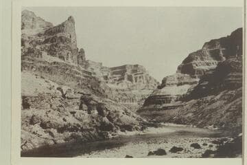 Mouth of Grand Canyon east of Pierces Ferry, Arizona, looking east.  Granite, Tonto, and Redwall