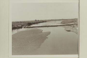 Pontoon bridge below Line