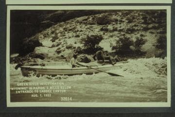 Green River Investigation- "Wyoming" in rapids, 2 miles below entrance to Ladore Canyon