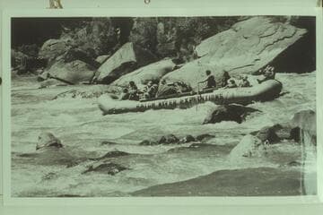 Hatch Pontoon in Triplet Rapid.  Dinosaur National Monument.  The man in the stern is inviting troubles