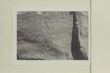 Cut on rocks at Ashley Falls in 1909 by Charles Sharp.  The galloway-Stone party was at this point 1909, Sep. 18