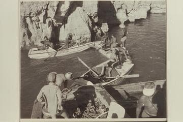 The 1948 Nevills party when met by the boats from Boulder City at the head of Lake Mead