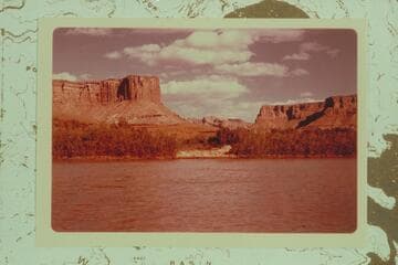 Upheaval Bottom and Canyon and Dome from Mile 43.  Buck Mesa at left and Bighorn Mesa right