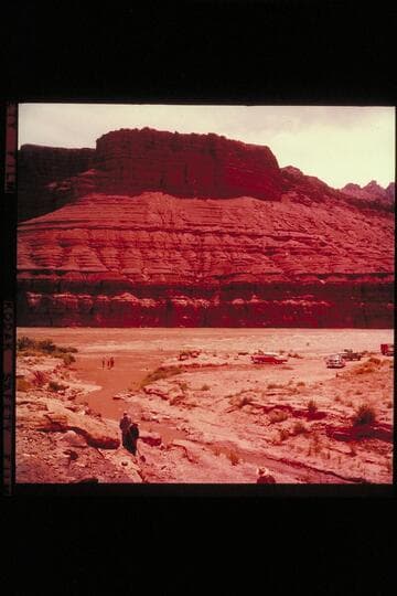 Paria Riffle with water backed into the wash at the foot of the grade.  Preliminary gauge:  104,200 cfs