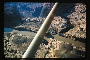 Airstrip and mouth of Dirty Devil River