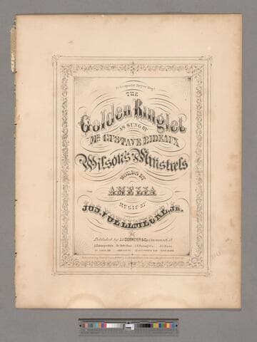 The golden ringlet / as sung by Mr. Gustave Bideaux ; Wilson's Minstrels ; words by Amelia ; music by Jos. Voellmecke Jr