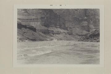 Downstream at Mile 122.7 into head of Forster Rapid.  Approximate gauge:  75,000 cfs