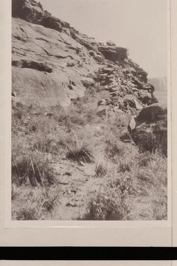 Abandoned Mormon road on cliff across the Colorado from Hole in the Rock