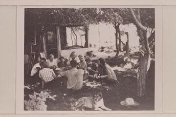 The 1940 Nevills party eating lunch with the Chaffins at Hite