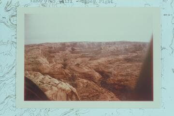 Up Stevens Canyon from two miles south of the Garfield and Kane Counties boundary.  VABM 6745 Cliff- upper right