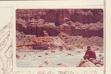 The Sipapu in the canyon of the Little Colorado River.  Colin Fletcher appears in the picture