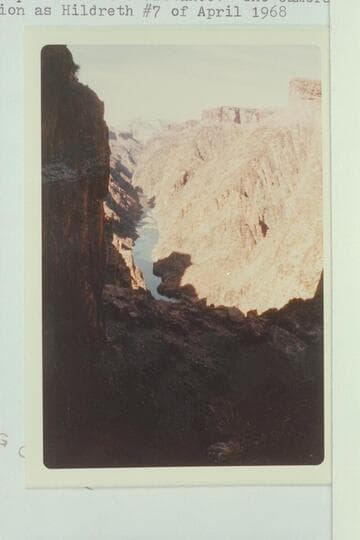 Downriver from the Spur Trail which reaches the river at Mile 80.9.  Grapevine Rapid is middle distance.  the camera is in the same location as Hildreth #7 of 1968, Apr
