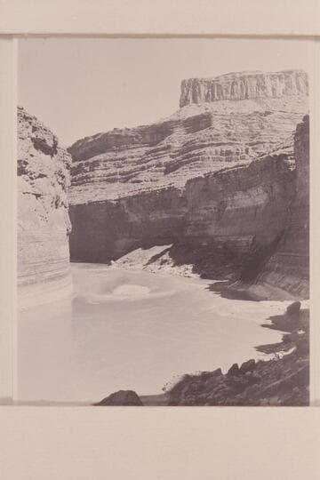 Downriver toward Vaseys Paradise.  The low water of 1948 discloses the boulder island
