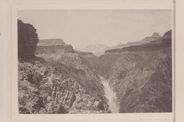 Grapevine Rapid which Stanton thought was Dockdologer Rapid.  The photo is taken from the top of the pre-Cambrian and a typical Tonto cliff shows at left