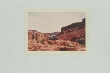 Temporary road built around the inlet at head of Paria Riffle when the river was gauged at 104,000 cfs