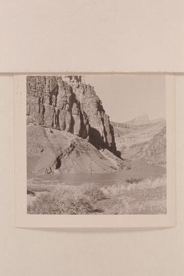 Upstream view at head of Hance Rapid.  The characteristic dyke on opposite bank gave original name to the side canyon on the left bank
