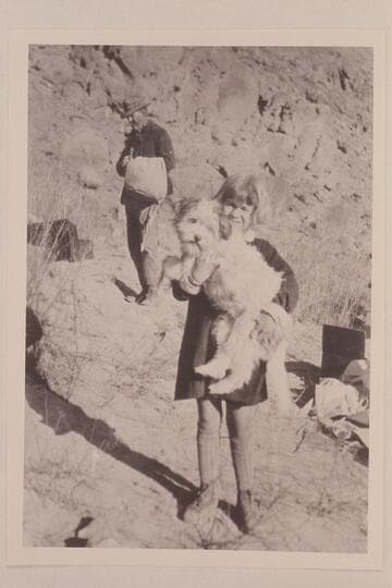 E. C. LaRue, Virginia Lowrey and Pansy.  Pathe-Bray party at Lees Ferry