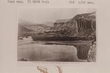 Up Paria Valley from left bank of the Colorado showing the early outlet of Paria Creek