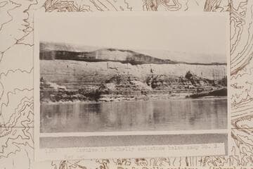 Cornice of DeChelly sandstone at Mile 216, left bank