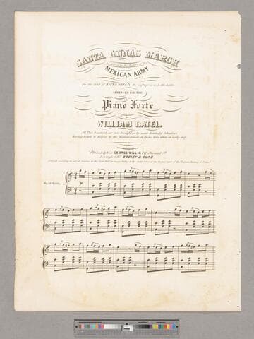 Santa Anna's march : as played by the bands of the Mexican Army on the field of Buena Vista, the night previous to the battle / arranged for the piano forte by William Ratel