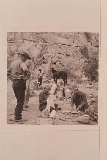 Camp in Bald Rock.  Junction.  Cha Creek.  Noel Morss at left; Josh Eisaman; Nan Lehi Willetson; Archeyes Masland; Bill Belknap