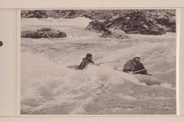 Tyee Rapids on the Rogue River.  One of the rubber boats of the six UC students who traversed the river in 1954