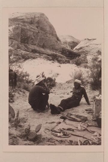 Balknap and Masland talk it over in camp in Bald Rock Creek