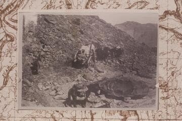 On the rim road to Spencer's Camp.  Block and tackle used to prevent wagons from overturning