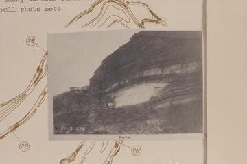 White spot of wall of Stillwater Canyon.  Mile 22 1/2 left bank