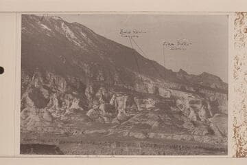 Mouth of Cha Canyon at lower left, Bald Rock Canyon, Cha Butte.  From bench mark on Gray Mesa