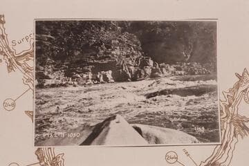 Across head of Lava Cliff Rapid at mouth of Spencer Creek, Mile 246.  Galloway called this Diamond Creek in error
