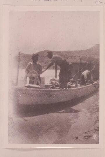Tom Wimmer's boat "Marguerite."  The "Marguerite" sank at old river bridge and is still there.  "Marguerite" was named for Wimmer's daughter