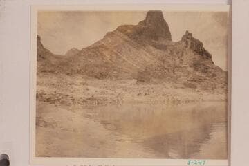Captioned "Double exposure--Pinnacles above Vulcan's Forge."  Taken from camp at Mile 177 1/2 left bank