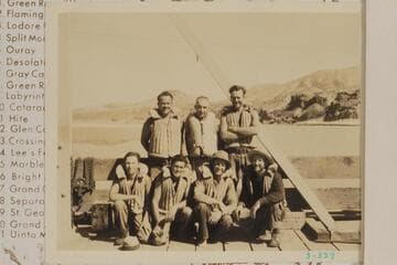 The crew of the 1934 transit of Grand Canyon near Boulder Dam