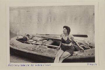 Georgie White posed at head of Vulcan Rapid