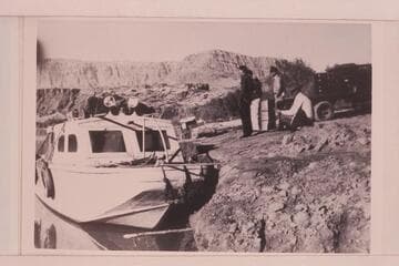 Higgins boat at Lees Ferry.  This boat was used to serve the drilling operations at the Glen Canyon Damsite