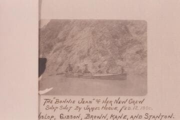 The "Bonnie Jean" and her new crew.  Hislop; Gibson; Brown; Kane; and Stanton