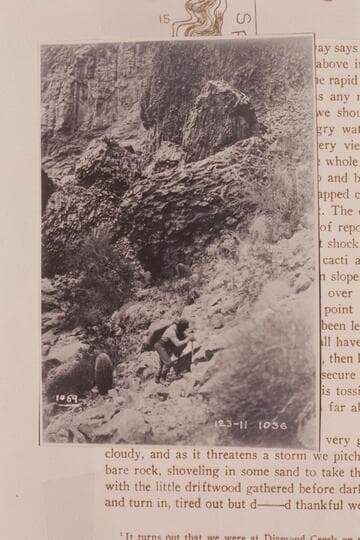 Portage of dunnage over the lava cap at Lava Cliff Rapid