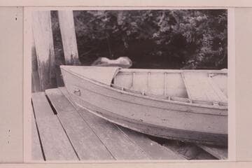 Details of Holmstrom's boat, the "Julius".  The boat has been sold to a Coquille fisherman who has removed part of the decking and cut off the stern for an outboard motor