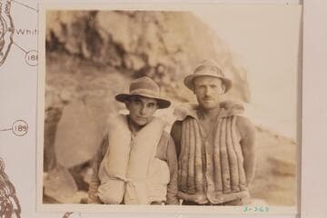Clyde Eddy and Frank Swain at noon stop at Mile 186 (correction:  probably Mile 195)