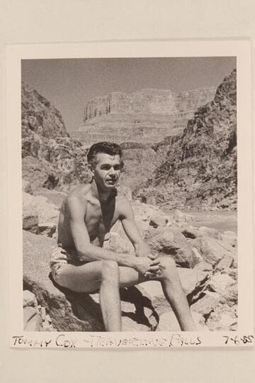 Tommy Cox.  Travertine Falls, Grand Canyon.  Tommy traversed the Grand Canyon in 1955 as a member of the Reilly-Fulmer party