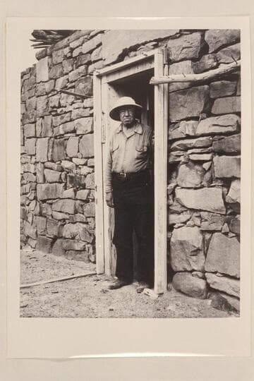 Robert Glass Cleland.  Doorway of the fort at Lees Ferry.  At end of San Juan and lower Glen Canyon traverse
