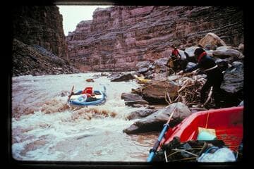 Line at Dark Canyon rapids, Mile 182.7