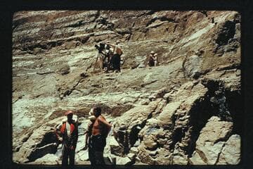 Camera Crew on cliff; Paradise Canyon