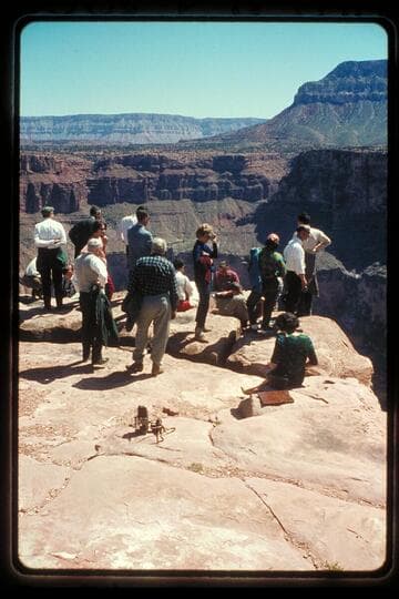 Newsmen at rim, Martin Litton