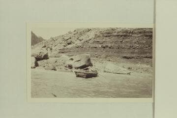 Leigh Lint pulling out of the mouth of Soap Creek after the "Boulder" had been portaged.  From the Freeman collection.  Lees Ferry gauge:  22,700 cfs